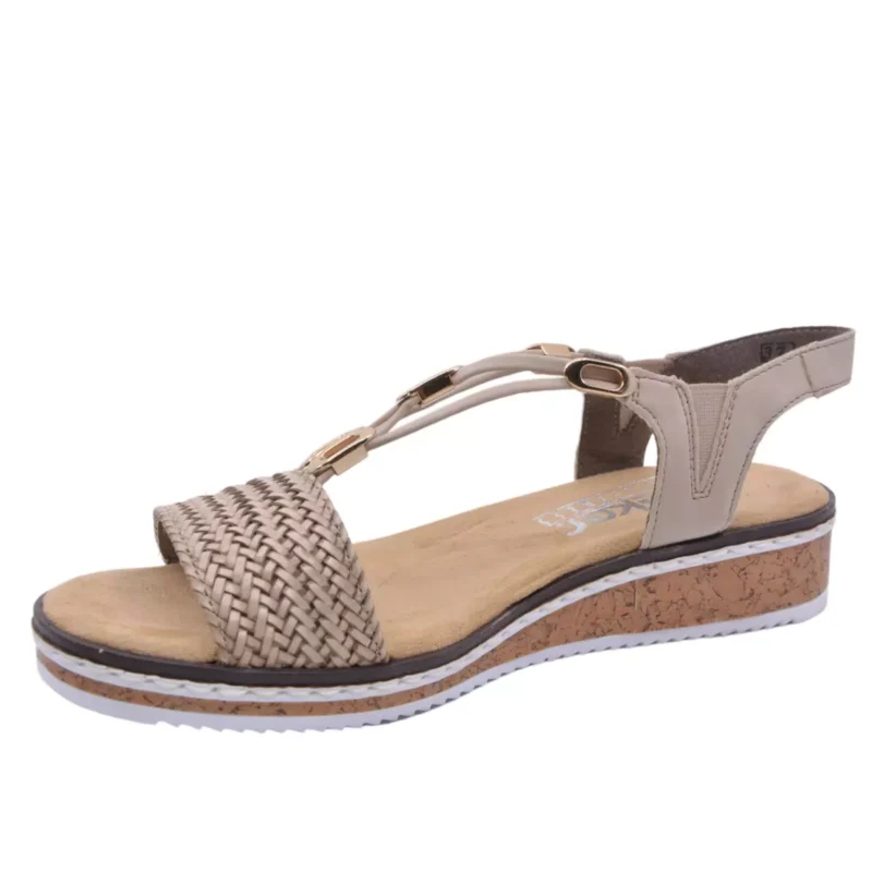 SANDAŁY RIEKER V3662/62 BEIGE - obrazek 4