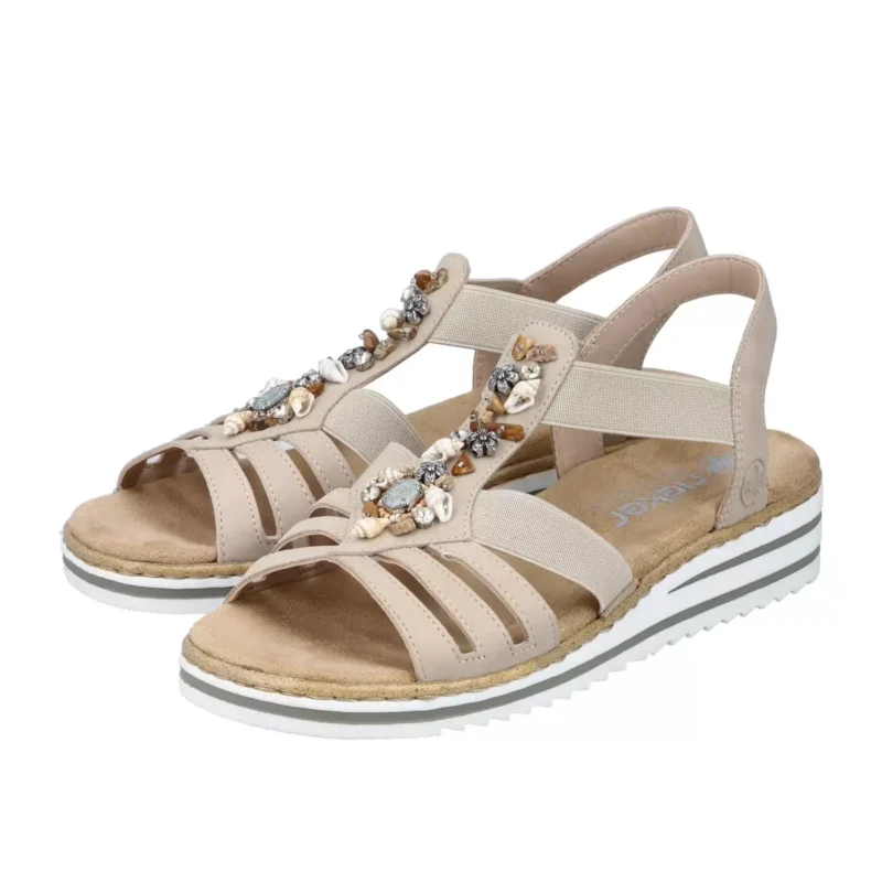 SANDAŁY RIEKER V0649/62 BEIGE - obrazek 3