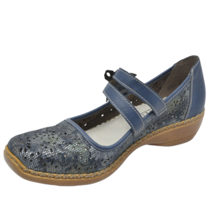 CZÓŁENKA RIEKER 41372/90 BLAU KOMBI - obrazek 2